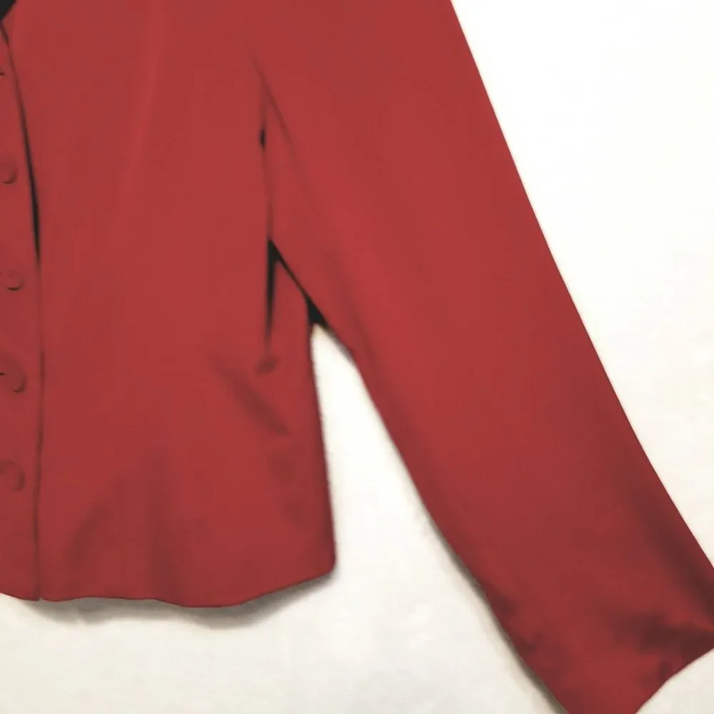 Danielle Martin 16 Blazer Red Silk Double Breasted Vintage Career Office Classic
